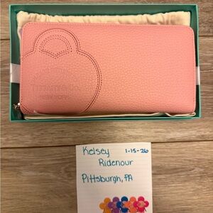 Tiffany & Co. Pink Pebbled Leather Zip Wallet